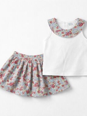 Edgehill Collection 2 piece red blue white reversible skirt set size 2T